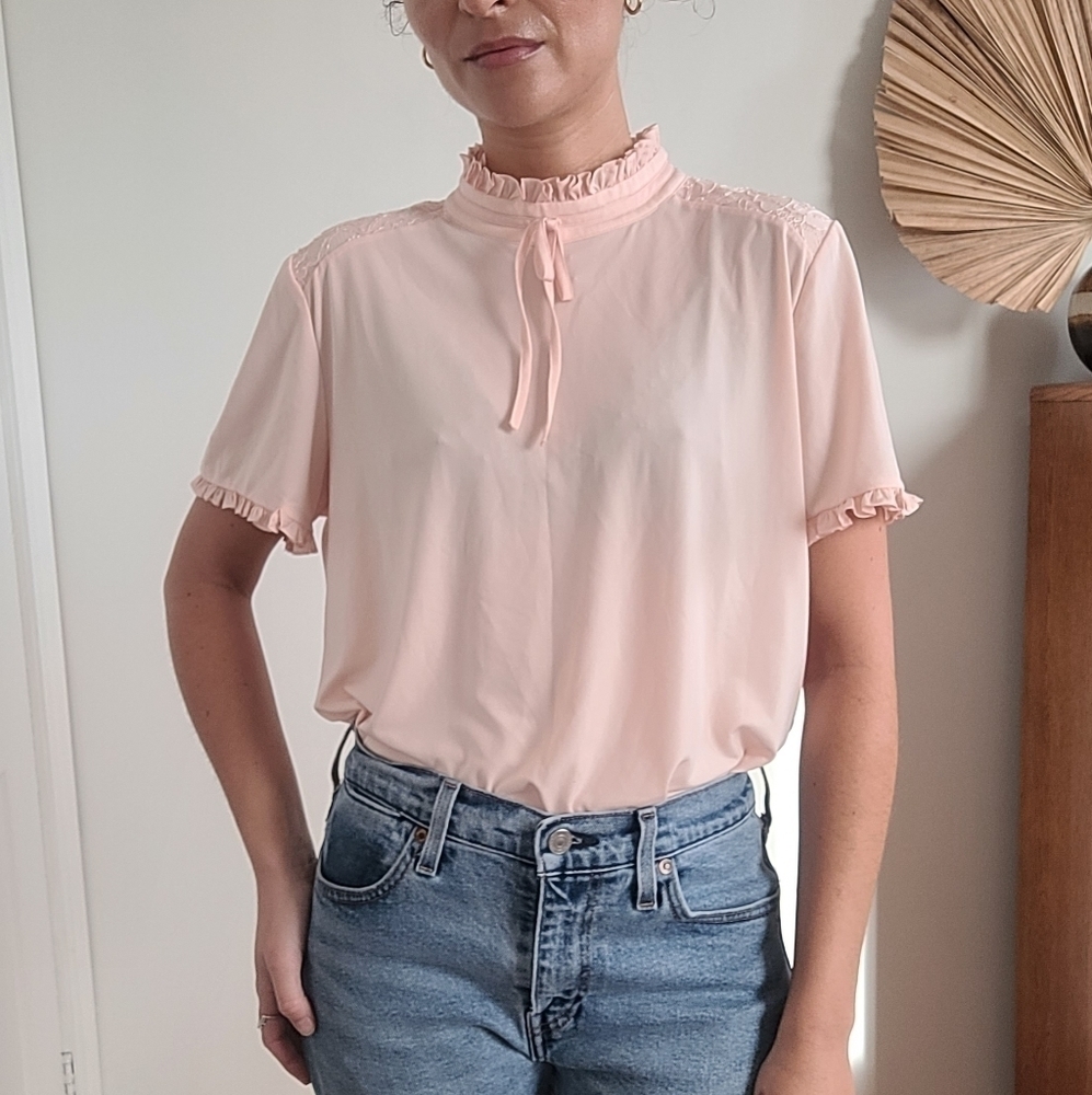 Karl Lagerfeld Pink Ruffle Blouse